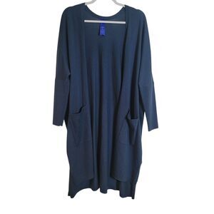 Kit and Ace Long Open Cardigan Merino Wool Women's One Size S-XL Blue Oversized